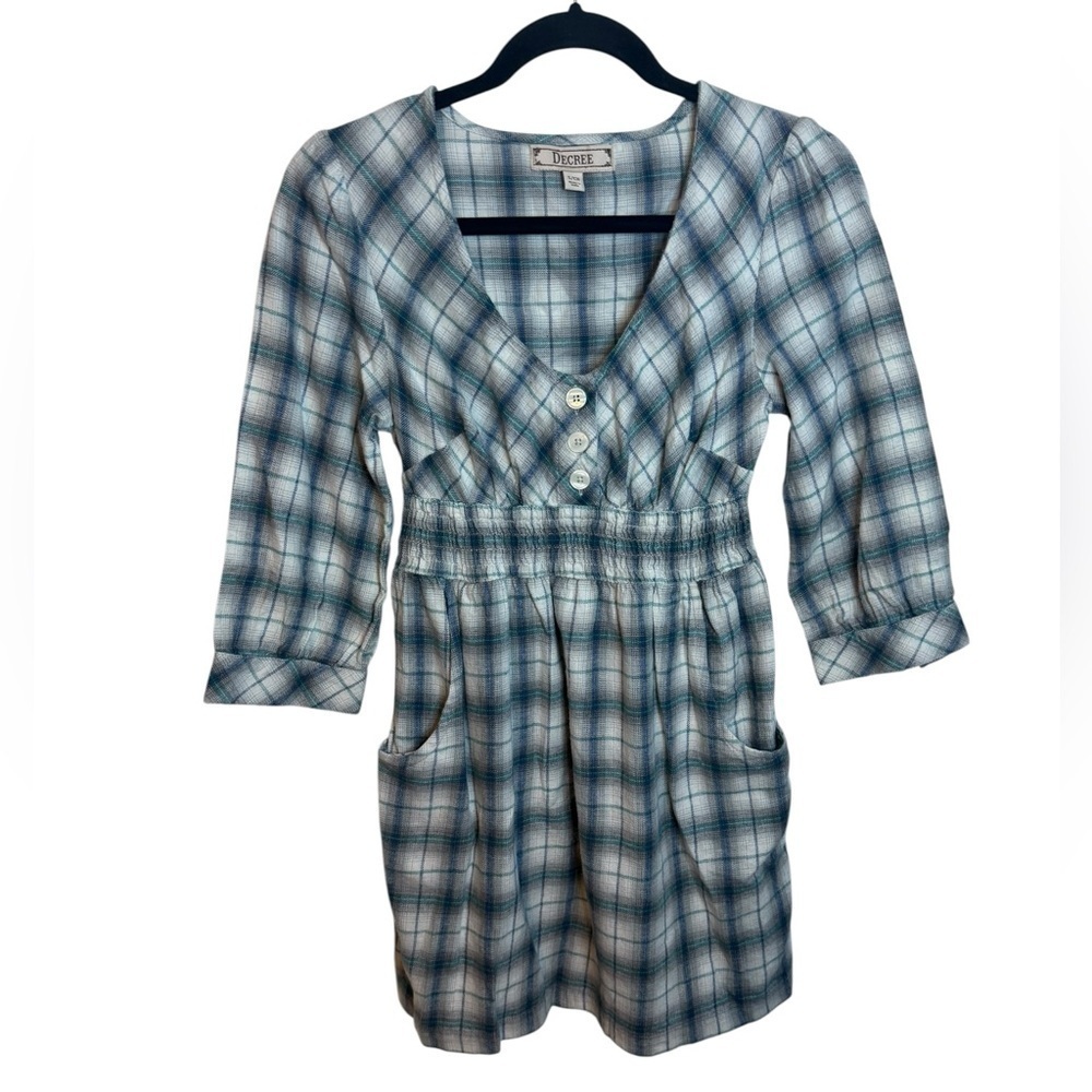 Decree Y2K Plaid Babydoll Mini Tunic Dress